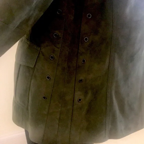 ST JOHN Green Suede Leather Jacket Size M - Picture 5 of 9